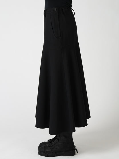 WOOL GABARDINE PANEL FLARE SKIRT