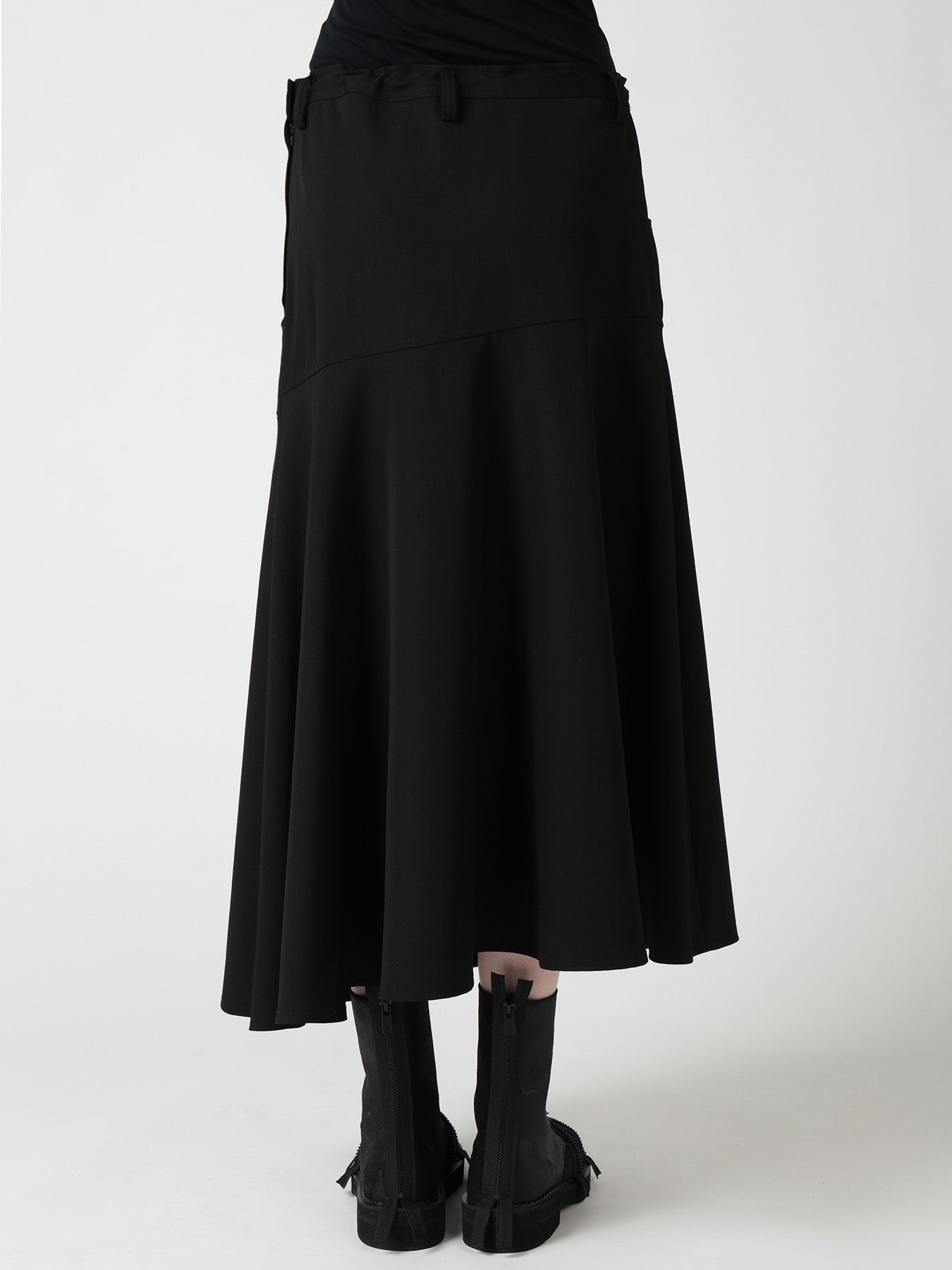 WOOL GABARDINE PANEL FLARE SKIRT