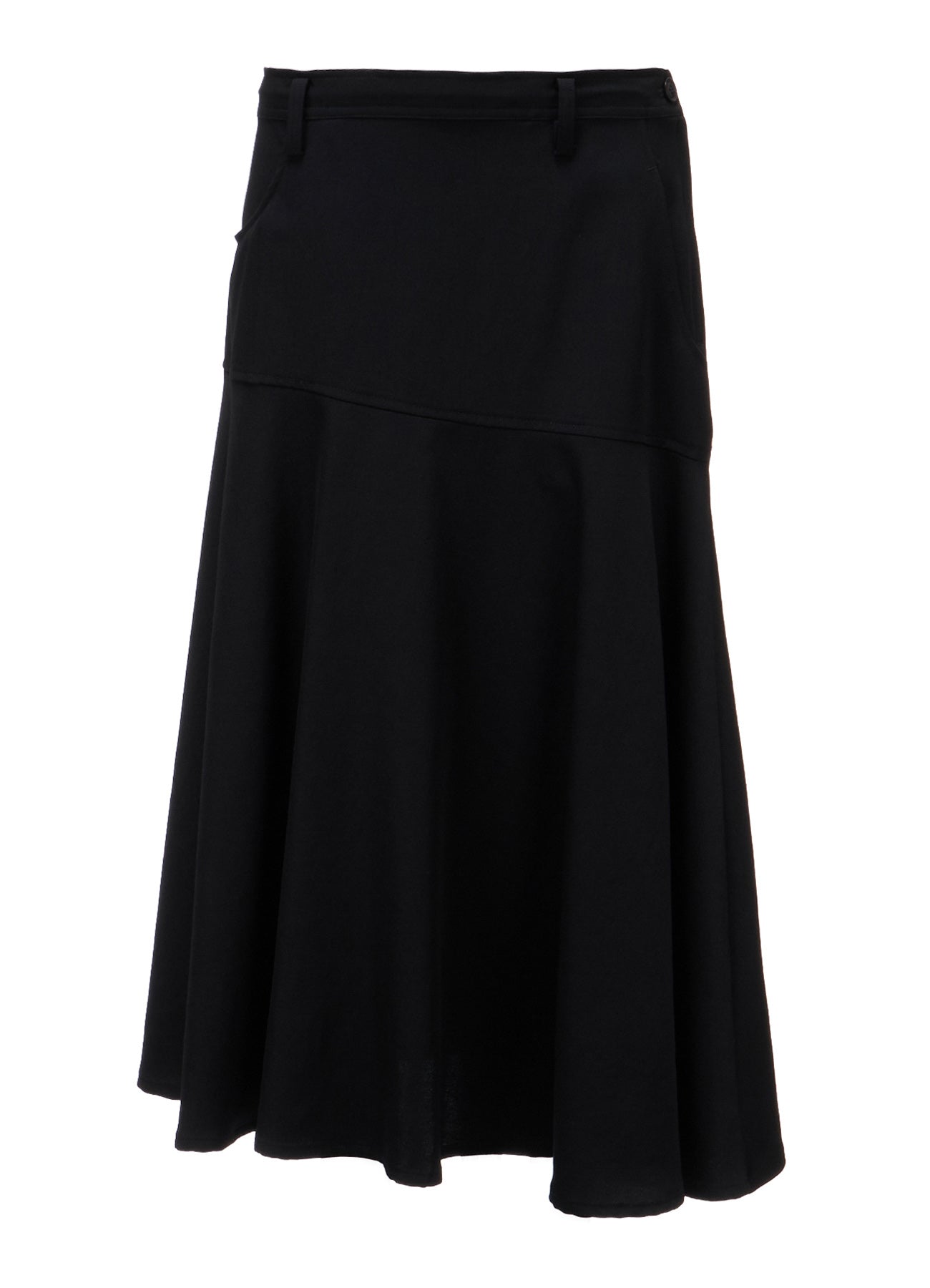 WOOL GABARDINE PANEL FLARE SKIRT
