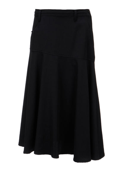 WOOL GABARDINE PANEL FLARE SKIRT