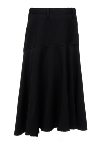 WOOL GABARDINE PANEL FLARE SKIRT