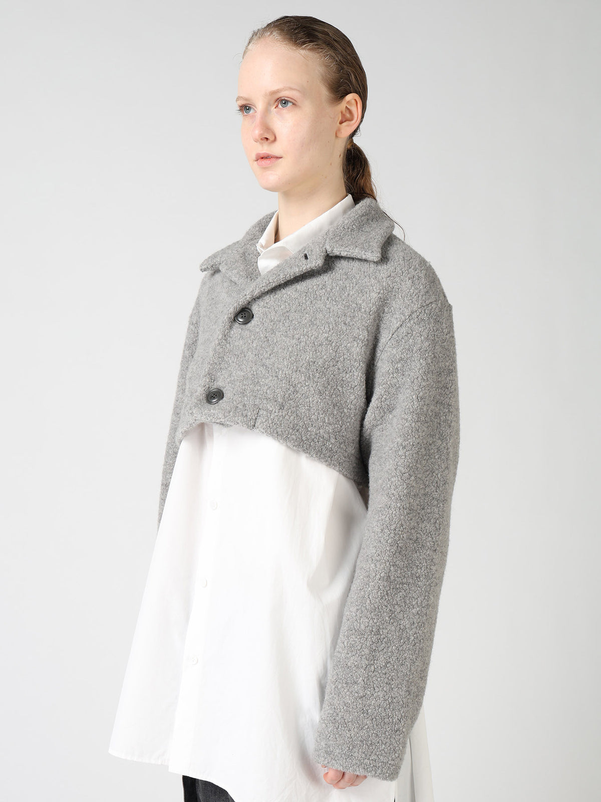 WOOL BLEND PILE SHORT JACKET