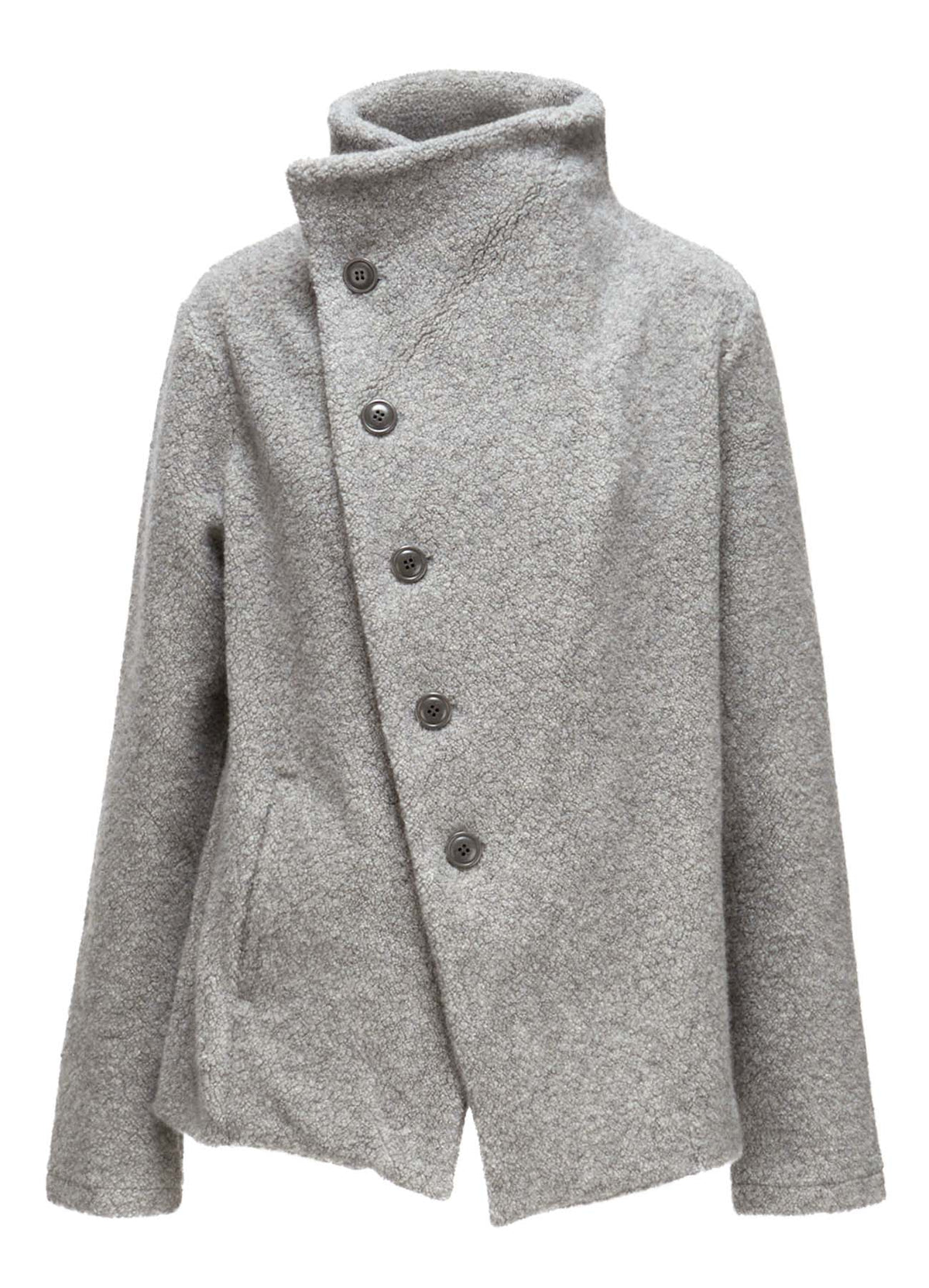 WOOL BLEND PILE 5-BUTTON JACKET