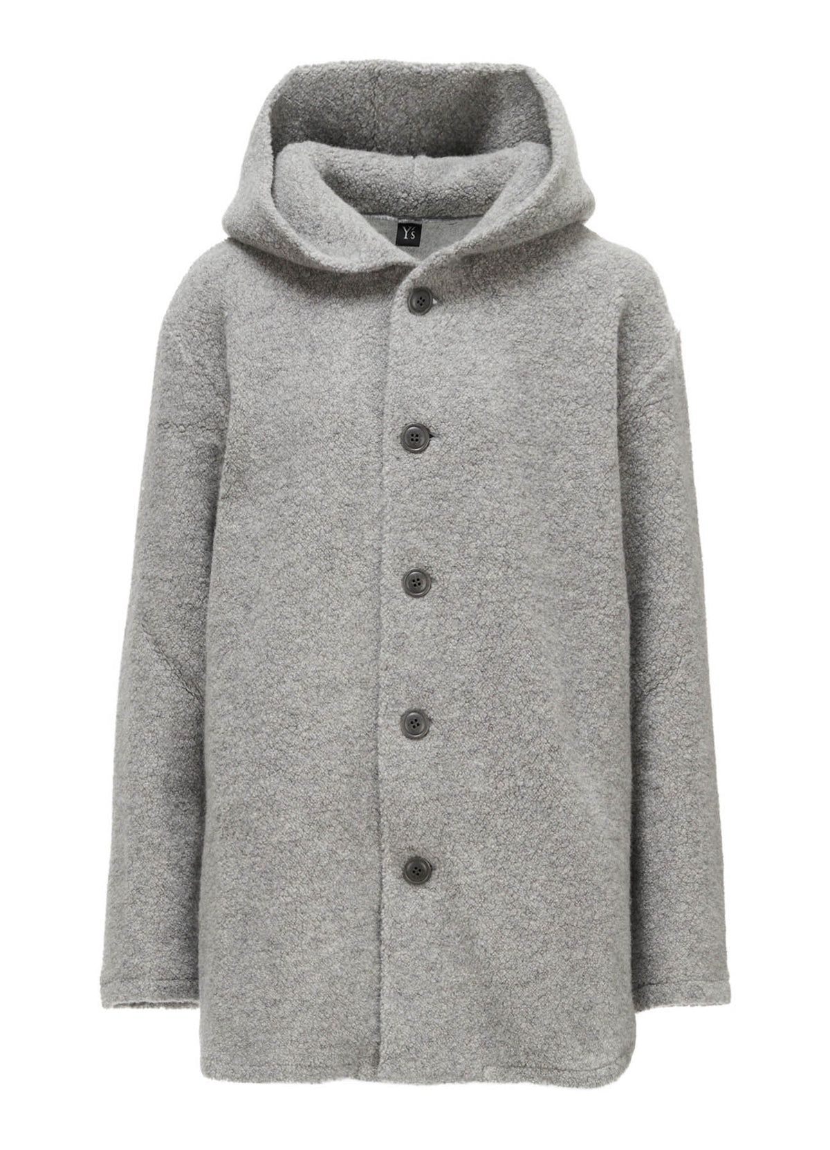 WOOL BLEND PILE BUTTON-UP HOODIE