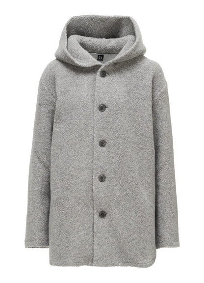 WOOL BLEND PILE BUTTON-UP HOODIE