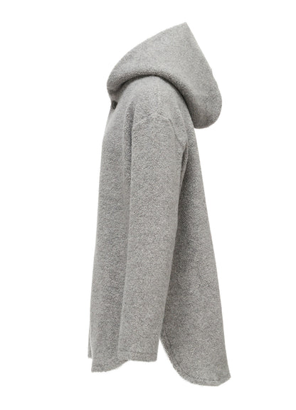 WOOL BLEND PILE BUTTON-UP HOODIE