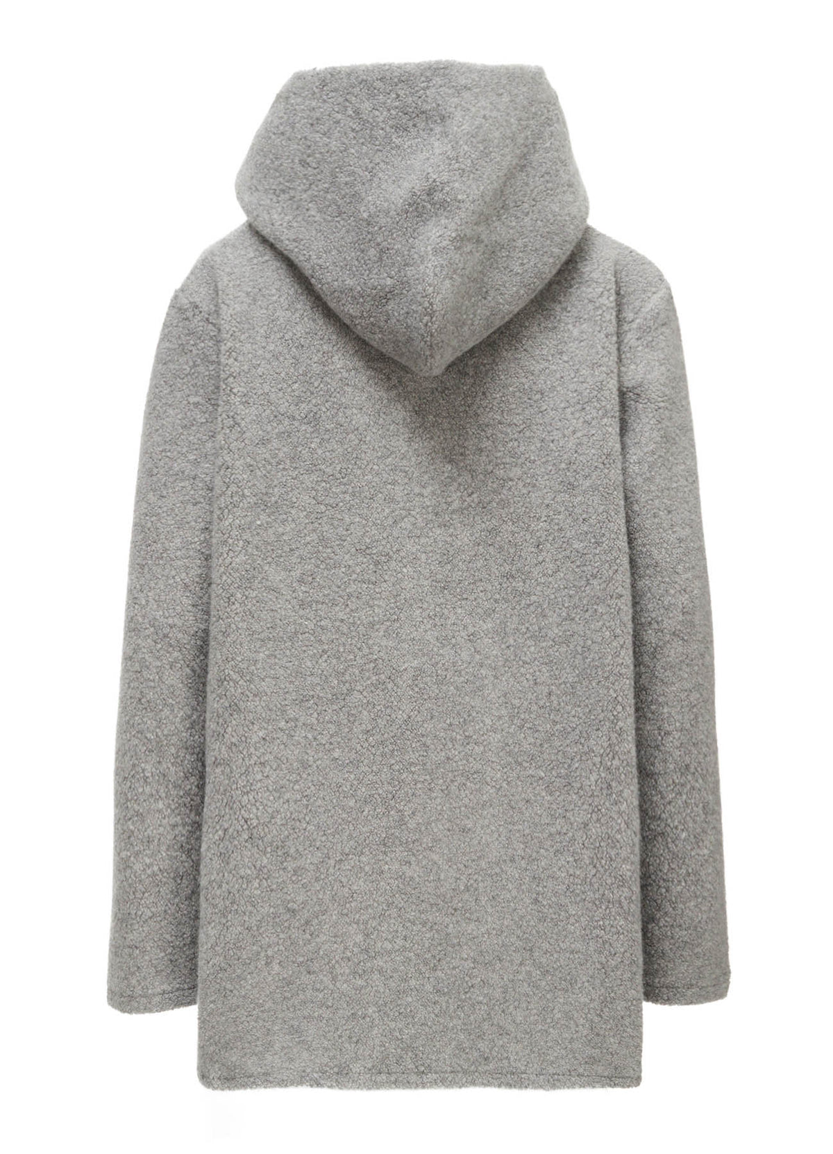 WOOL BLEND PILE BUTTON-UP HOODIE