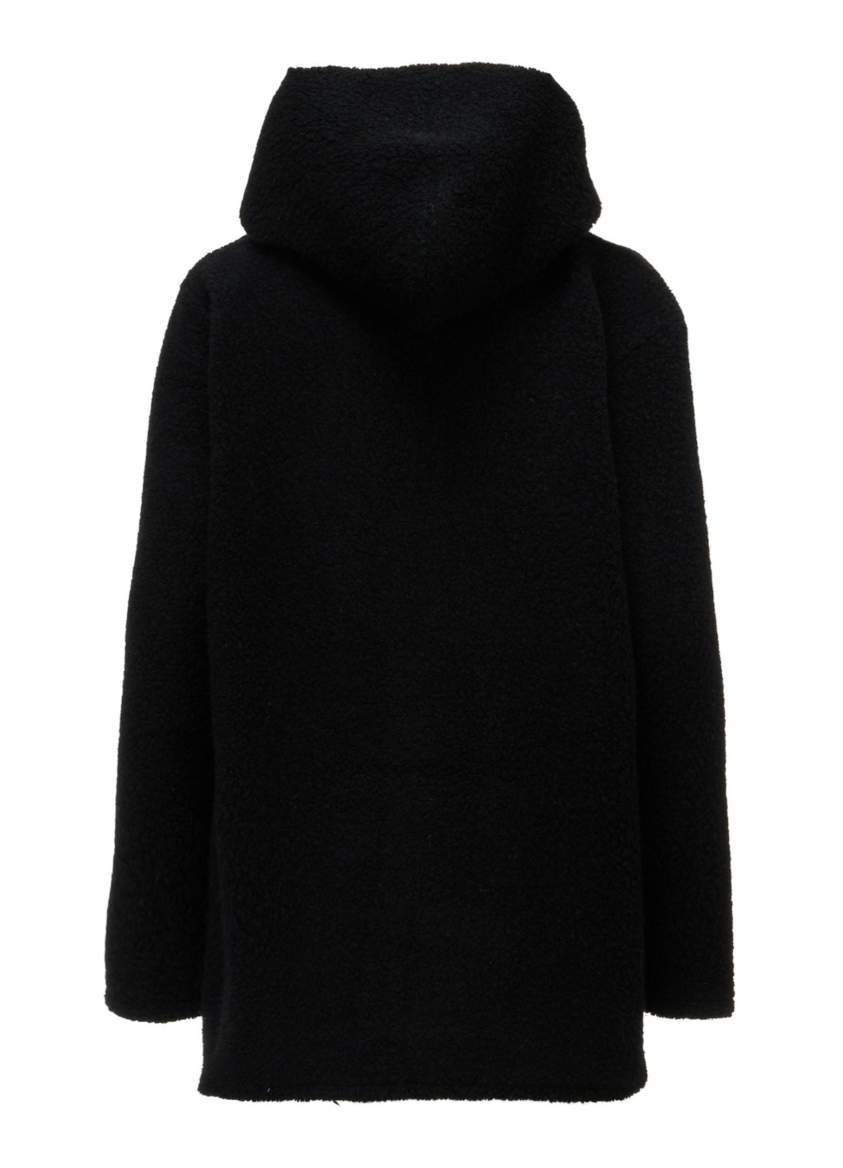 WOOL BLEND PILE BUTTON-UP HOODIE