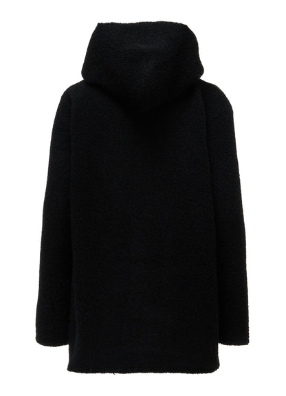 WOOL BLEND PILE BUTTON-UP HOODIE