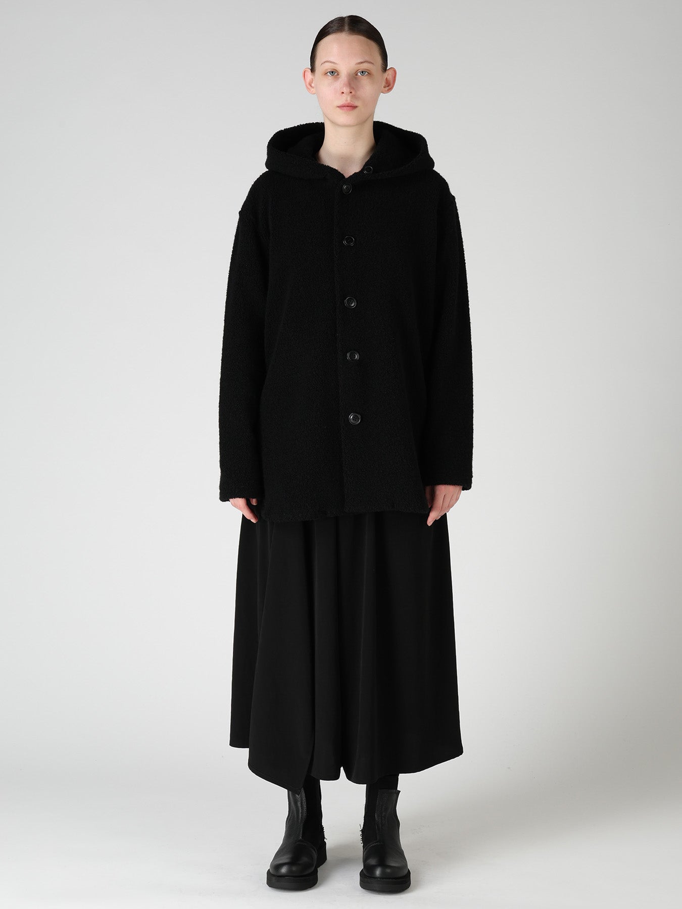 WOOL BLEND PILE BUTTON-UP HOODIE – THE SHOP YOHJI YAMAMOTO