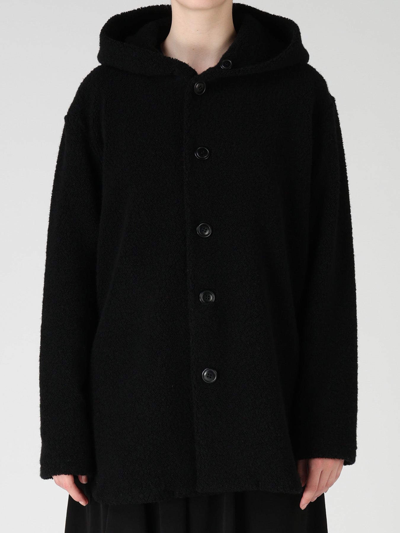 WOOL BLEND PILE BUTTON-UP HOODIE – THE SHOP YOHJI YAMAMOTO