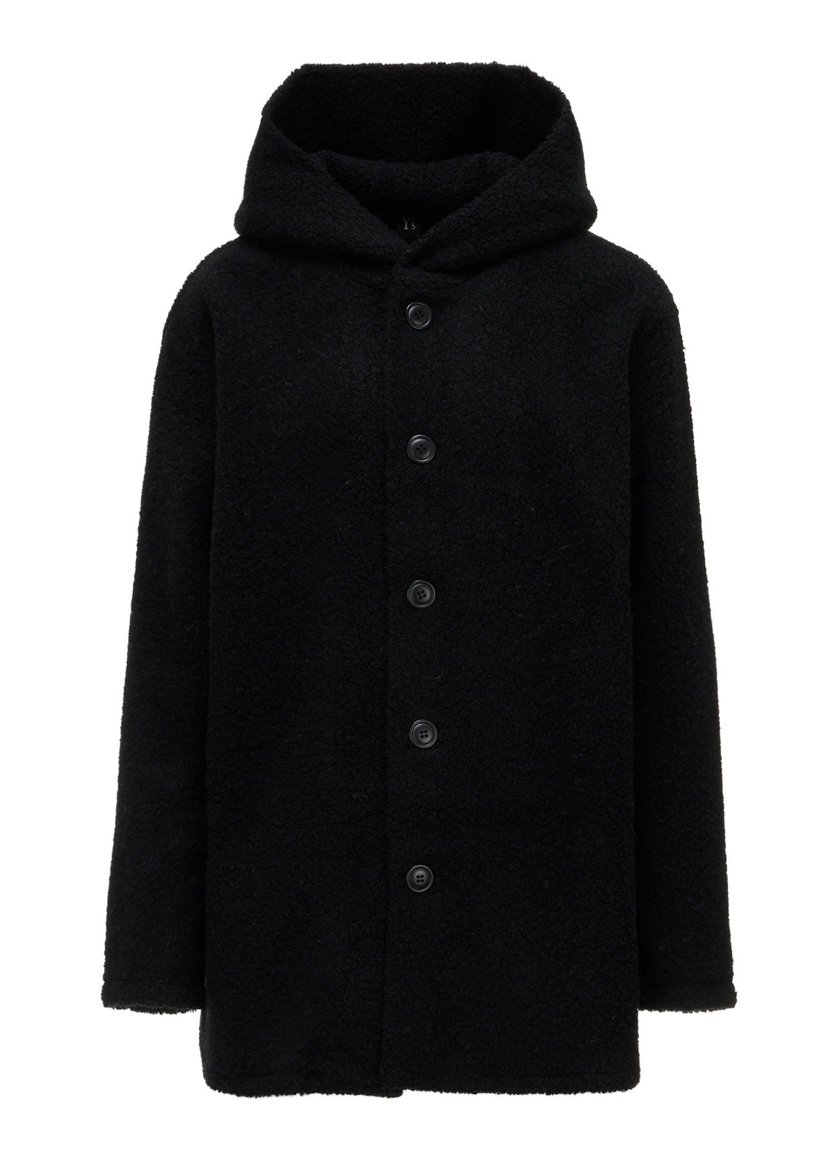 WOOL BLEND PILE BUTTON-UP HOODIE