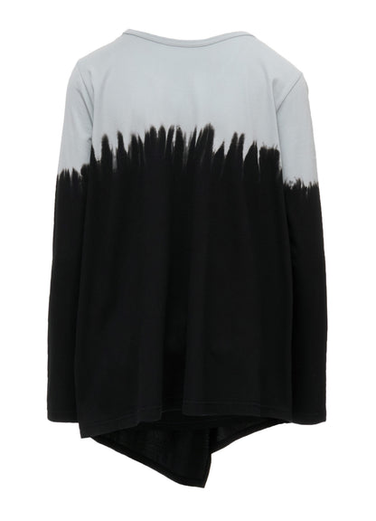 DISCHARGE DYED LONG SLEEVE ASYMMETRIC T-SHIRT