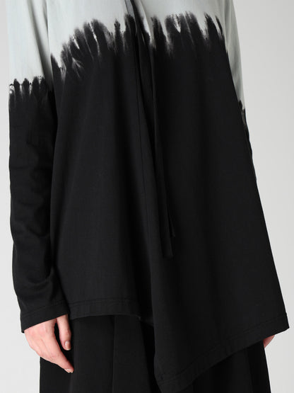DISCHARGE DYED LONG SLEEVE ASYMMETRIC T-SHIRT