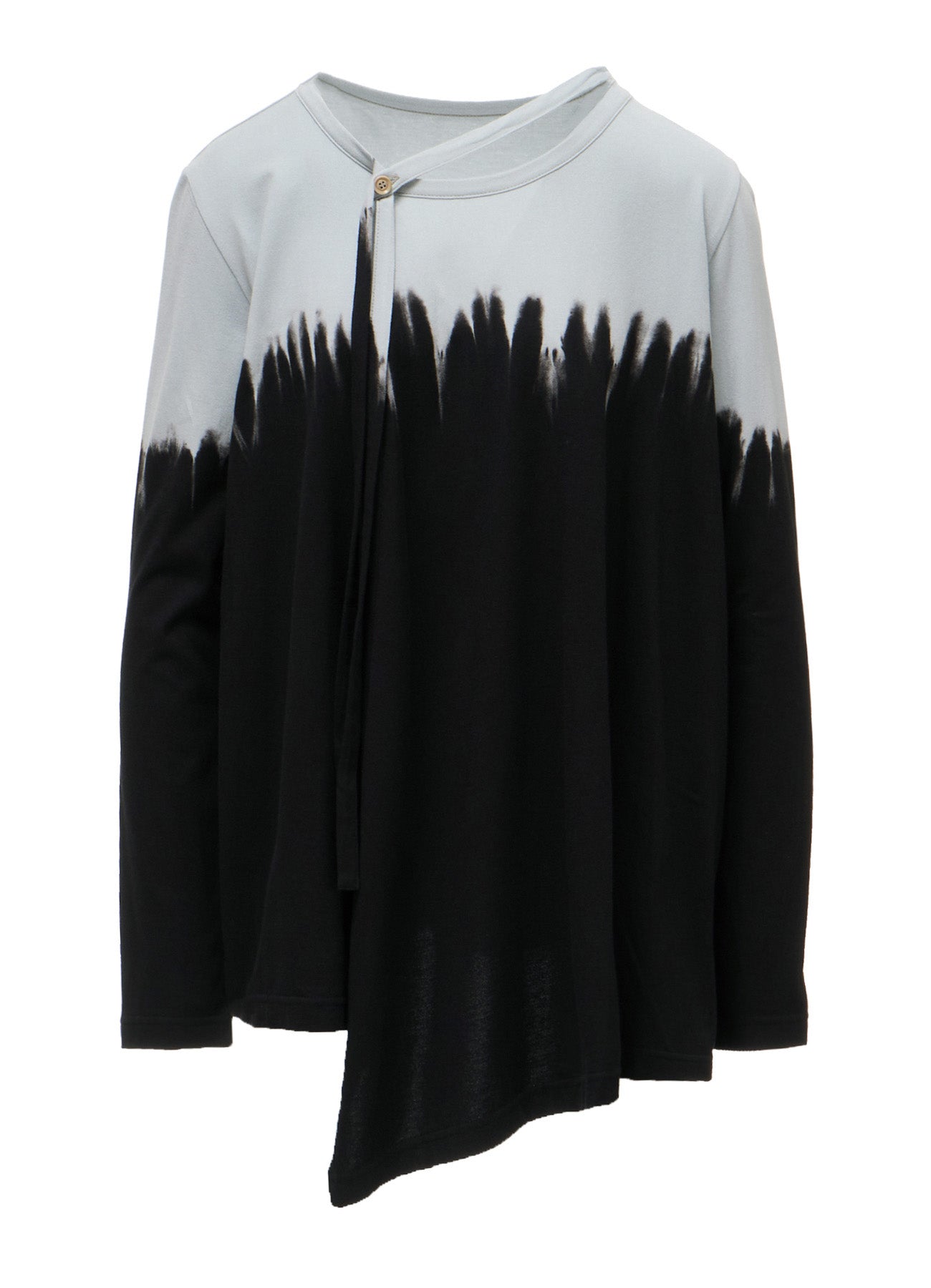 DISCHARGE DYED LONG SLEEVE ASYMMETRIC T-SHIRT