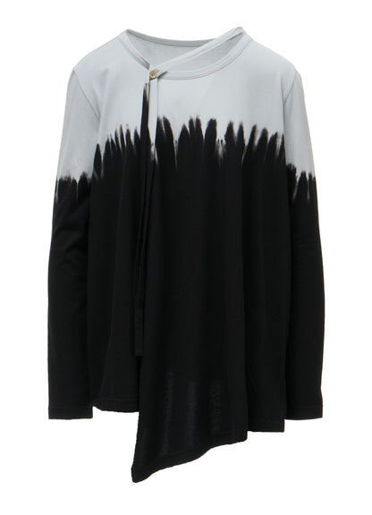 DISCHARGE DYED LONG SLEEVE ASYMMETRIC T-SHIRT