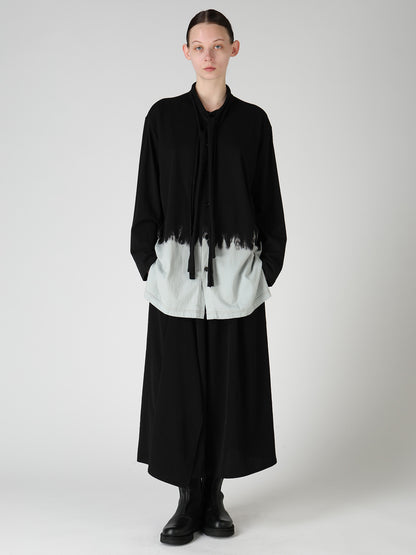 DISCHARGE DYED TIE-NECK T-SHIRT