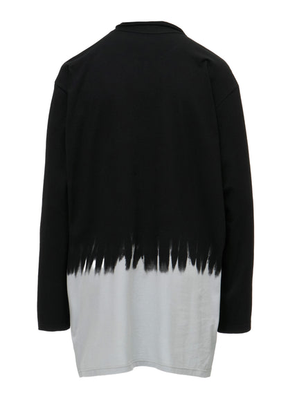DISCHARGE DYED TIE-NECK T-SHIRT