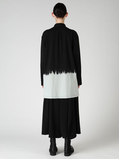 DISCHARGE DYED TIE-NECK T-SHIRT