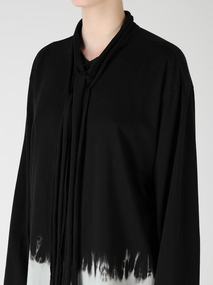 DISCHARGE DYED TIE-NECK T-SHIRT