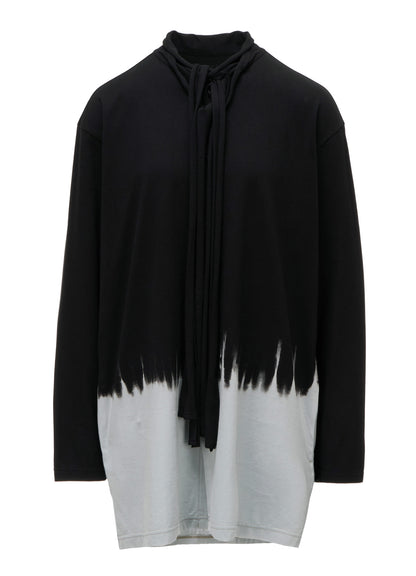 DISCHARGE DYED TIE-NECK T-SHIRT