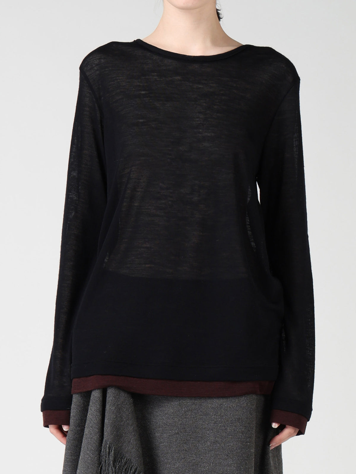 GAUZE RIB ROUND NECK T-SHIRT