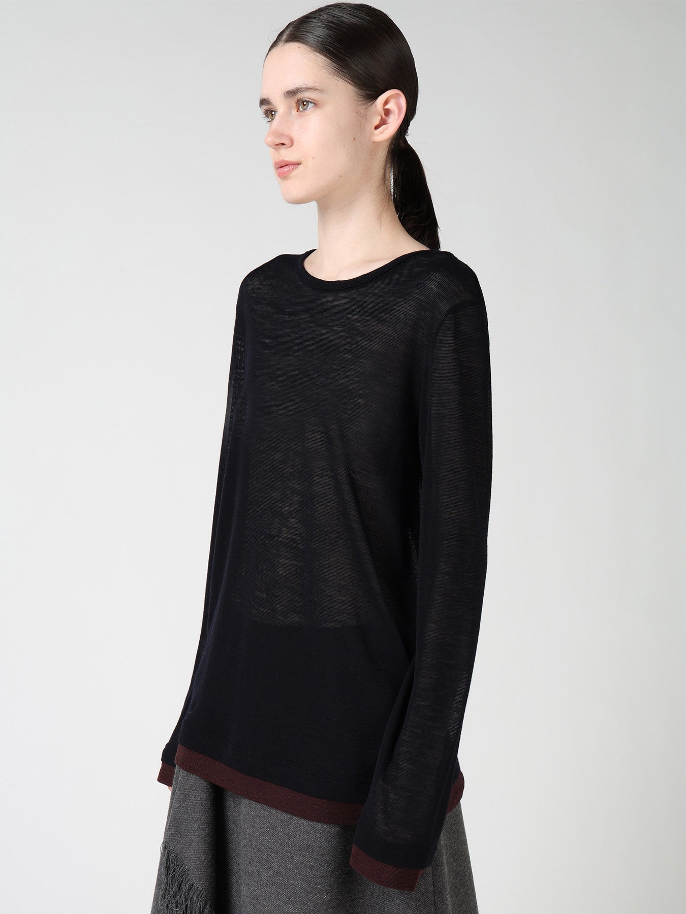 GAUZE RIB ROUND NECK T-SHIRT