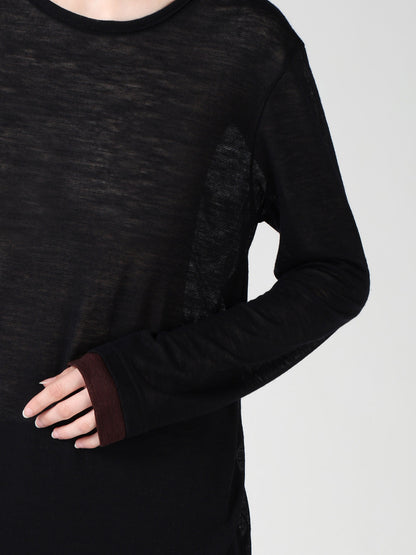 GAUZE RIB ROUND NECK T-SHIRT