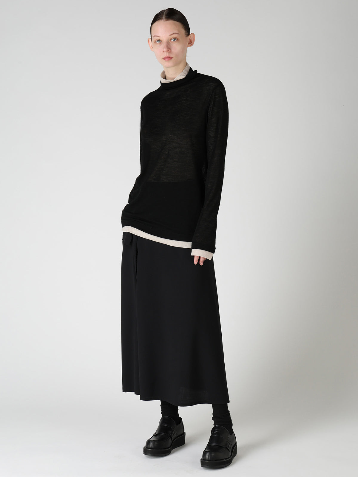 GAUZE RIB HIGH NECK T-SHIRT
