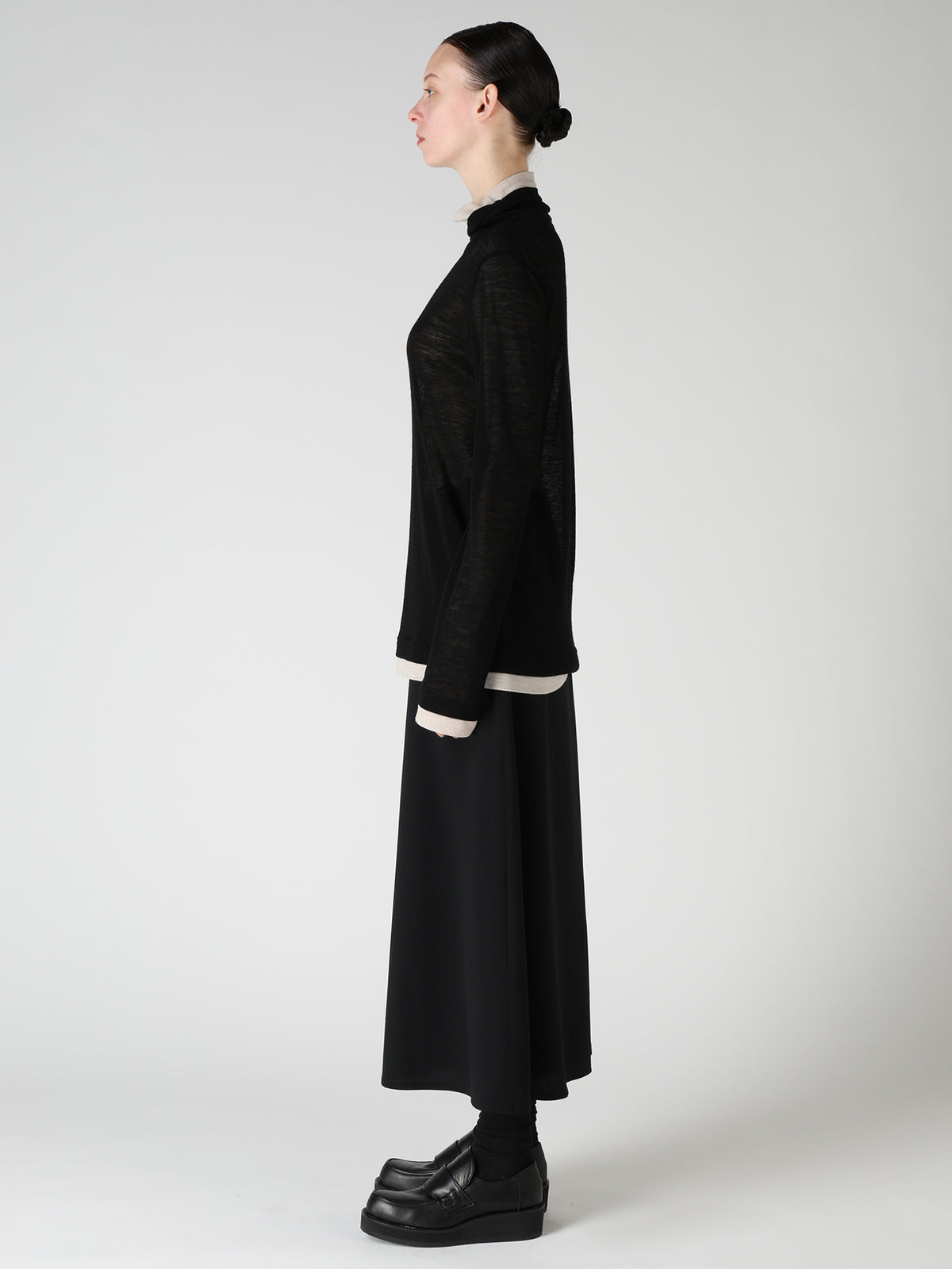 GAUZE RIB HIGH NECK T-SHIRT