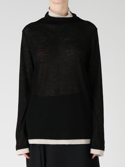 GAUZE RIB HIGH NECK T-SHIRT