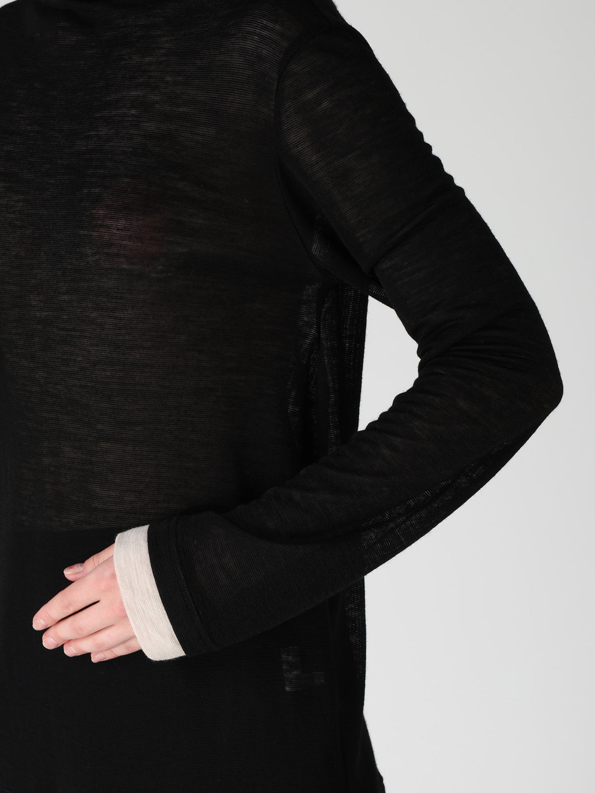 GAUZE RIB HIGH NECK T-SHIRT