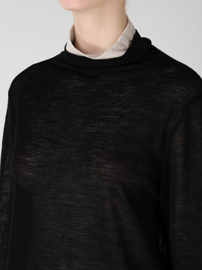 GAUZE RIB HIGH NECK T-SHIRT