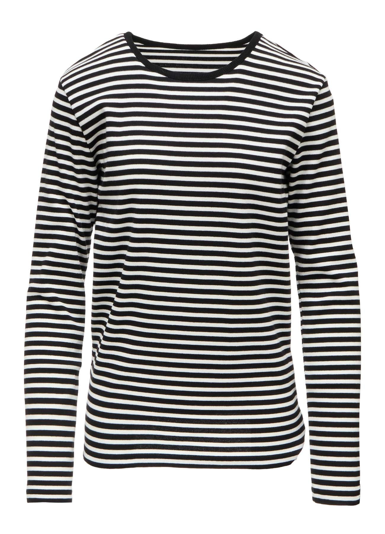 STRIPE RIB ROUND NECK LONG SLEEVE T-SHIRT