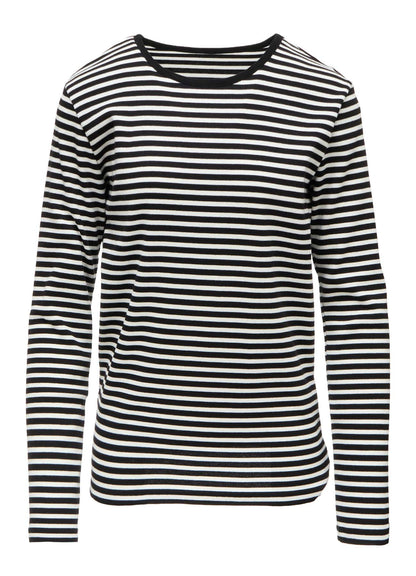 STRIPE RIB ROUND NECK LONG SLEEVE T-SHIRT
