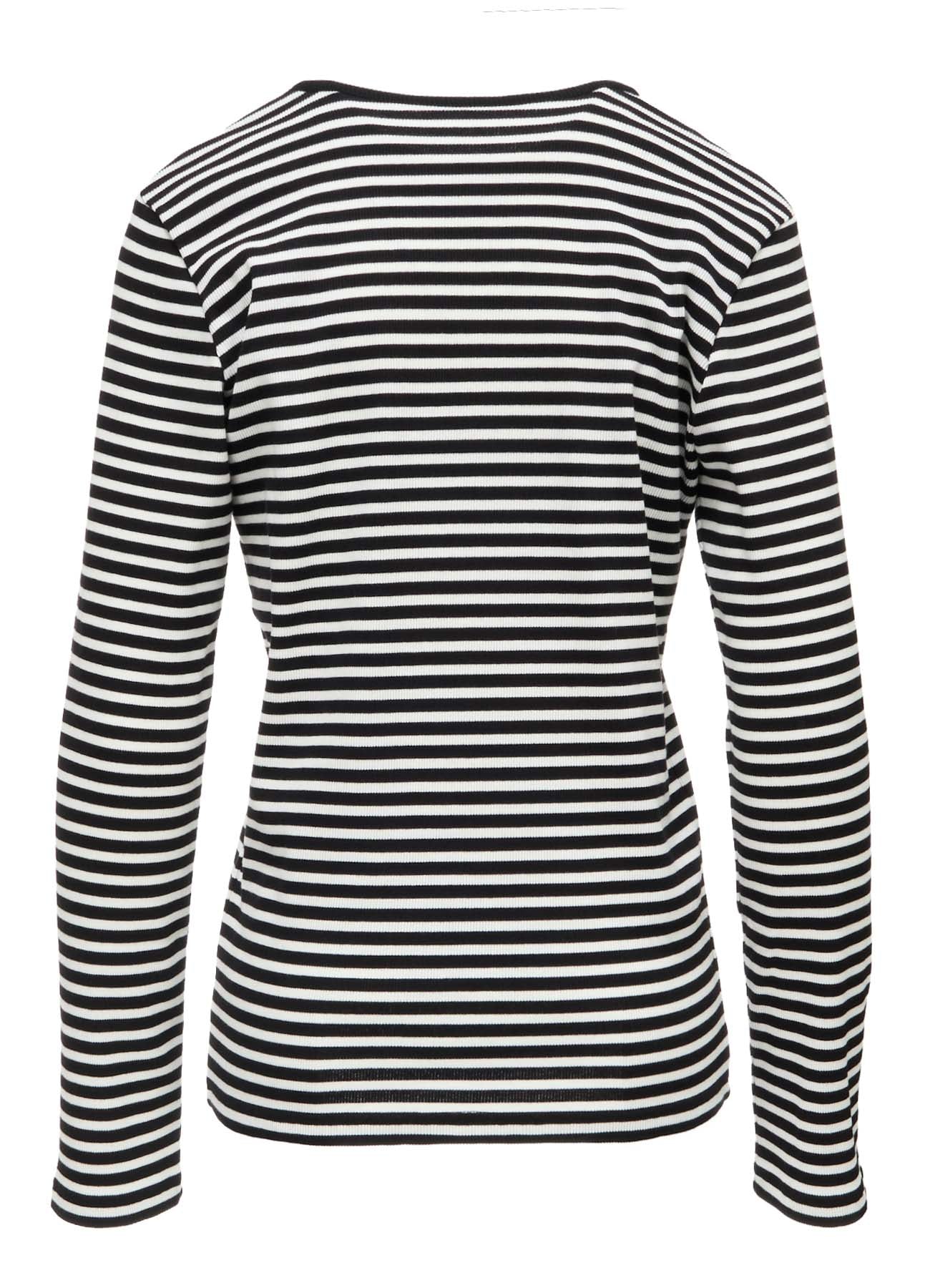 STRIPE RIB ROUND NECK LONG SLEEVE T-SHIRT