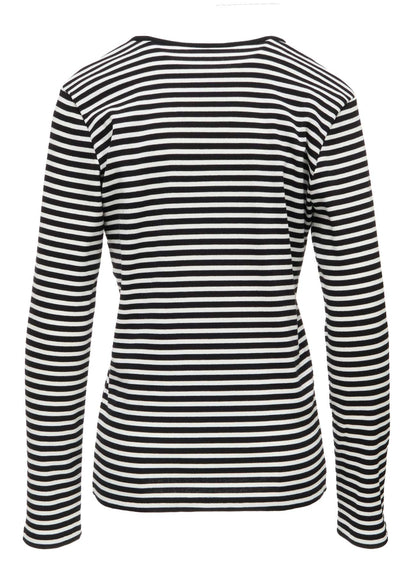 STRIPE RIB ROUND NECK LONG SLEEVE T-SHIRT