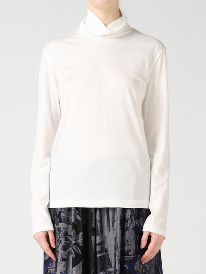 COTTON INTERLOCK HIGH NECK LONG SLEEVE T-SHIRT
