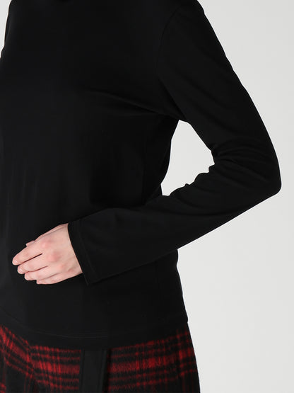 COTTON INTERLOCK HIGH NECK LONG SLEEVE T-SHIRT