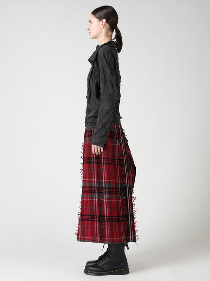 RANDOM DOT JACQUARD ASYMMETRIC HIGH NECK T-SHIRT