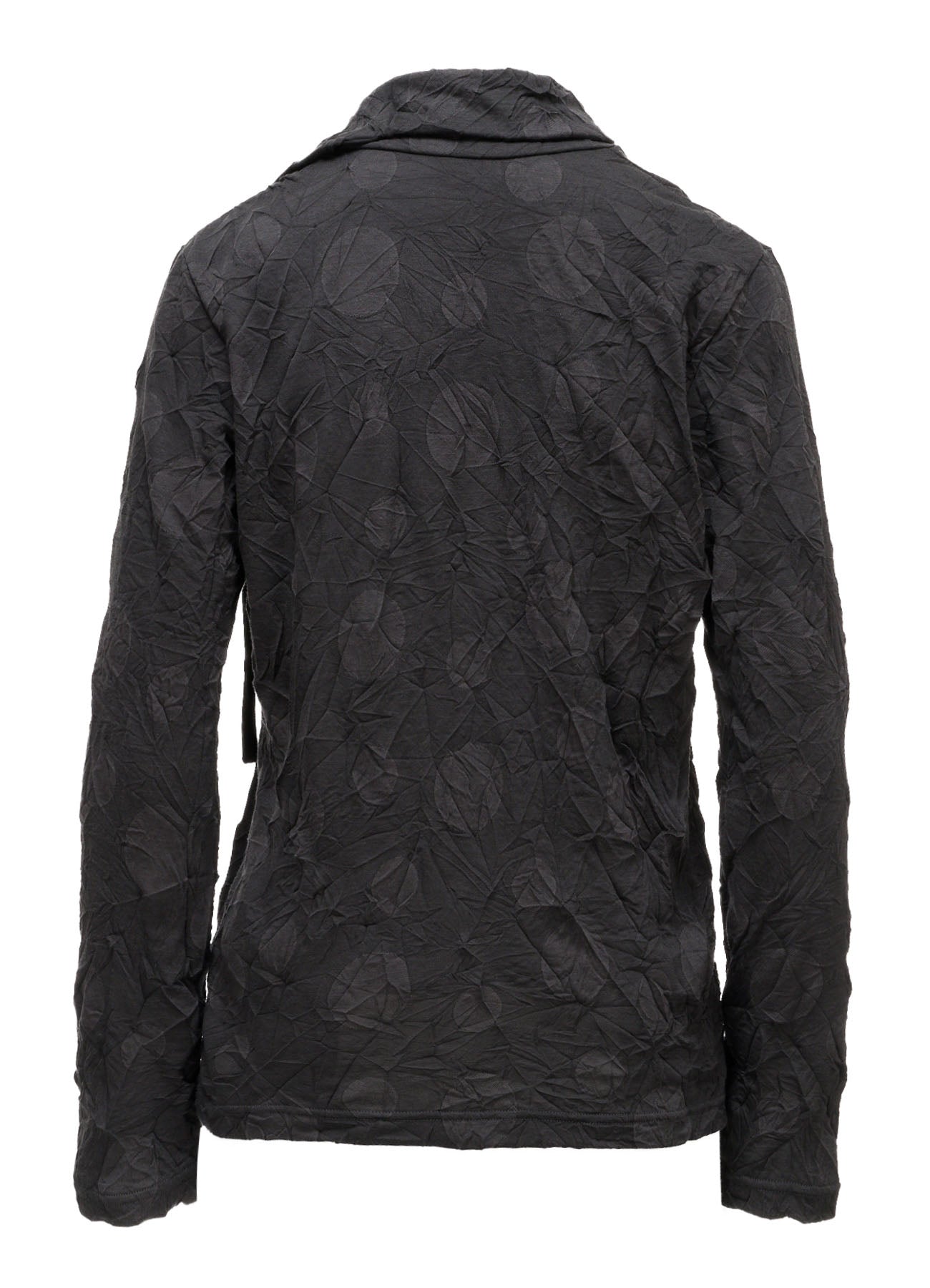 RANDOM DOT JACQUARD ASYMMETRIC HIGH NECK T-SHIRT