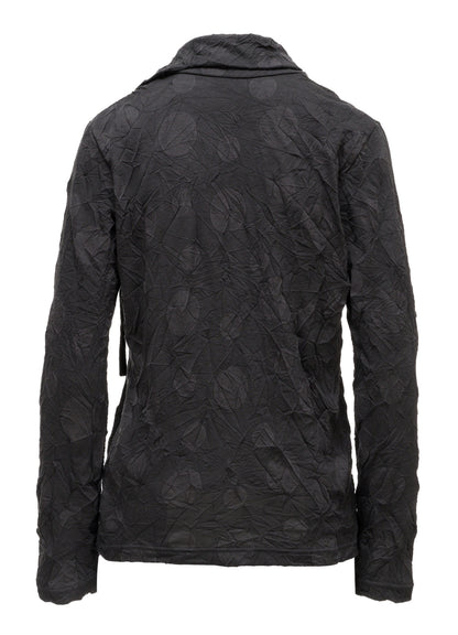 RANDOM DOT JACQUARD ASYMMETRIC HIGH NECK T-SHIRT
