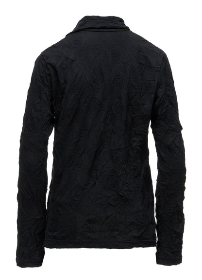 RANDOM DOT JACQUARD ASYMMETRIC HIGH NECK T-SHIRT