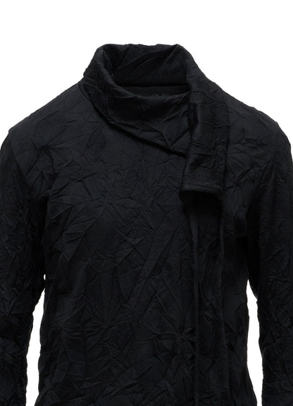 RANDOM DOT JACQUARD ASYMMETRIC HIGH NECK T-SHIRT