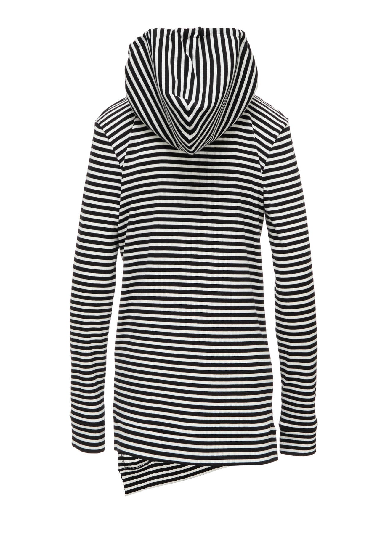 STRIPE RIB HOODED LONG SLEEVE T-SHIRT