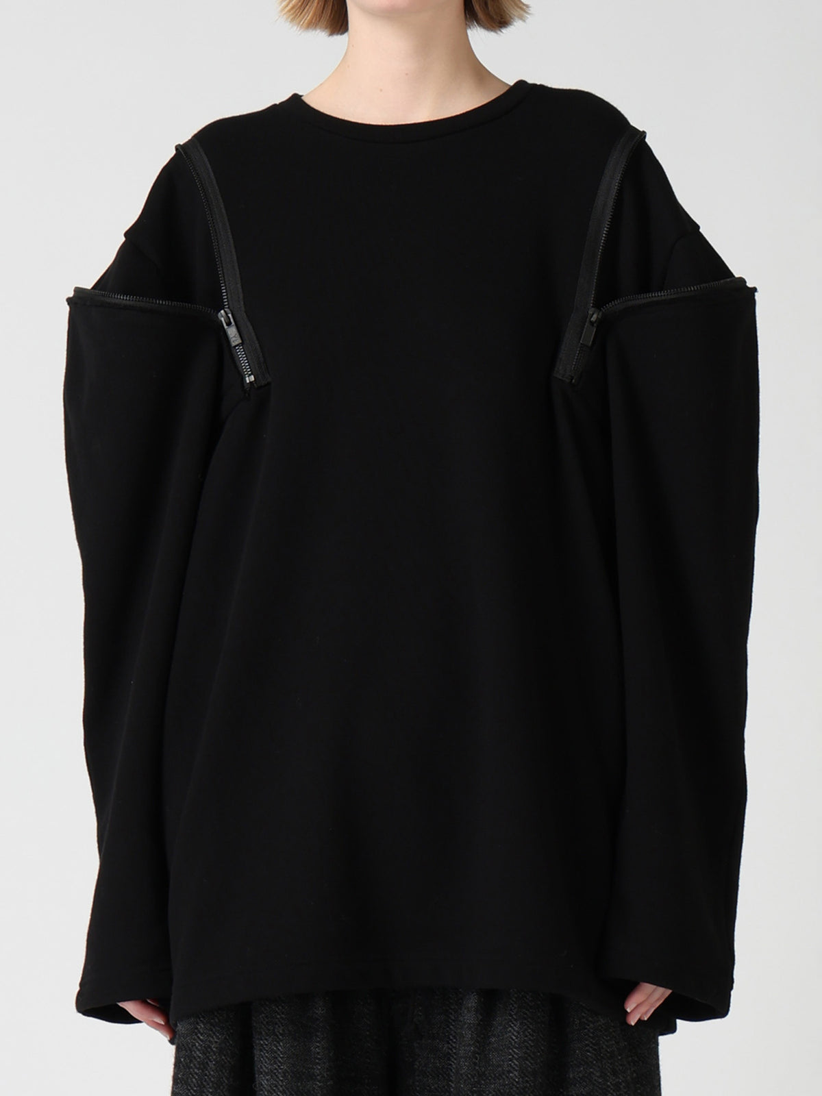 FRENCH TERRY SHOULDER ZIP PULLOVER