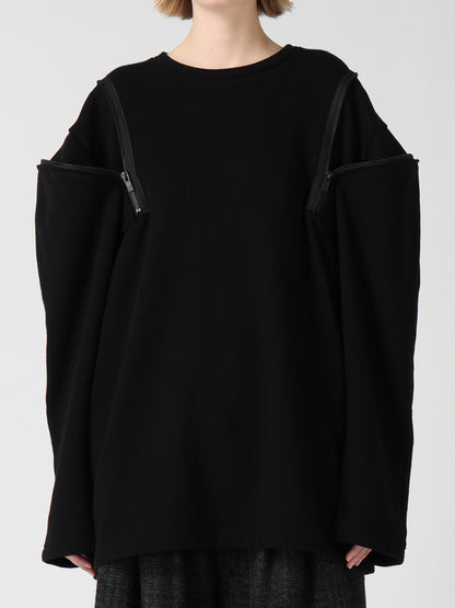 FRENCH TERRY SHOULDER ZIP PULLOVER