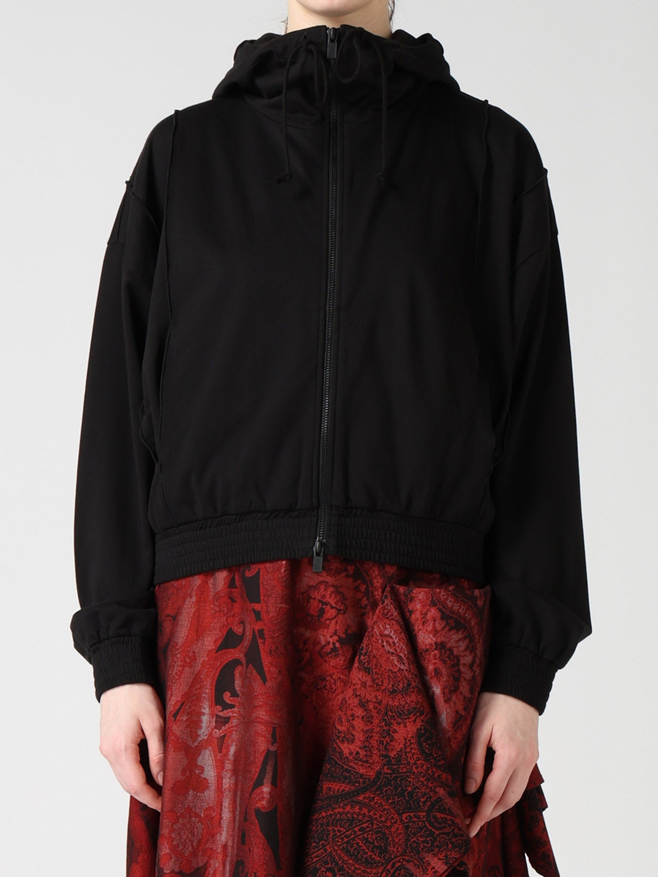 FRENCH TERRY PANEL SHORT HOODIE