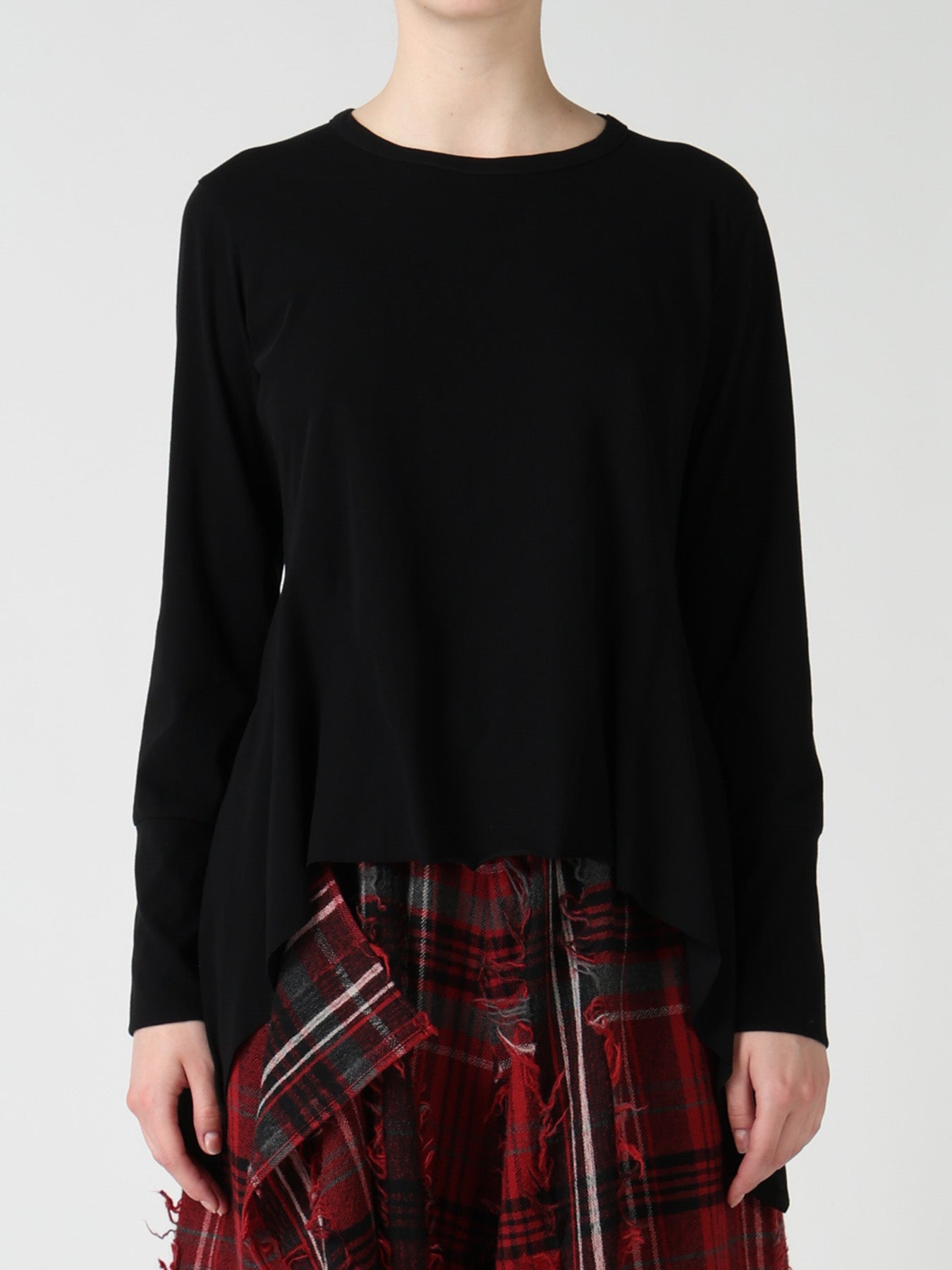 HARD TWISTED JERSEY SIDE DRAPE T-SHIRT