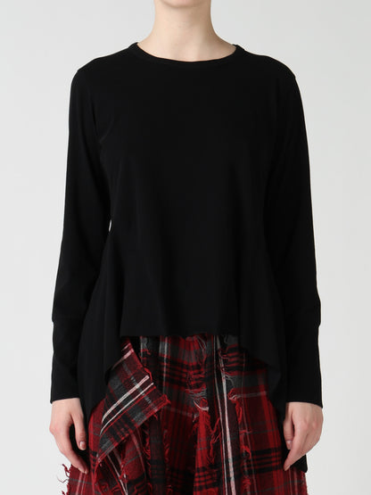 HARD TWISTED JERSEY SIDE DRAPE T-SHIRT